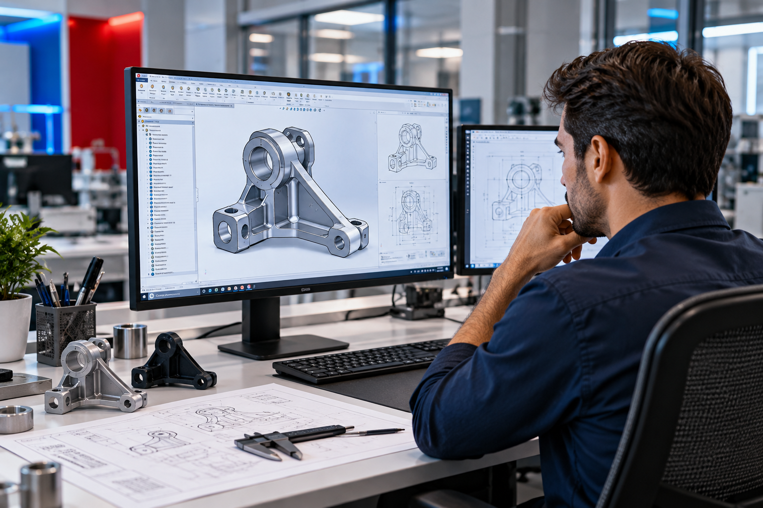 Engineer working on CAD design