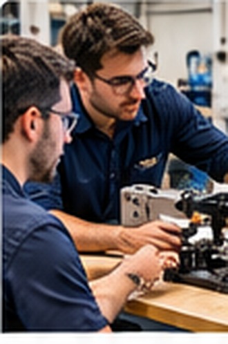 Engineers collaborating in a workshop