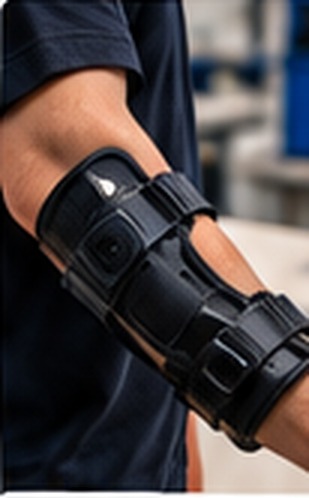 Orthotic technician working with a support brace